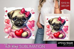 Valentine Dog Tote Bag - Cute Puppy Tote Bag PNG Sublimation Product Image 1