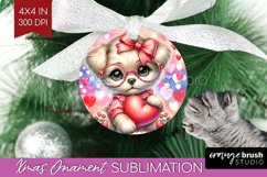 Valentine Dog Ornament PNG - Cute Puppy PNG Sublimation Product Image 1