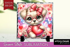 Valentine Dog Slate PNG - Cute Puppy Square Slate Product Image 1