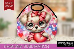 Valentine Dog Lunch Bag - Cute Puppy Lunch Bug PNG Product Image 1