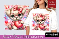 Valentine Dog Square Tshirt Background - Cute Puppy PNG Product Image 1