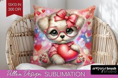 Valentine Dog Pillow Sublimation - Cute Puppy Pillow Cover Product Image 1