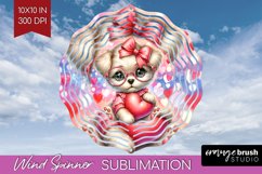 Valentine Dog Wind Spinner Sublimation PNG - Cute Puppy Product Image 1