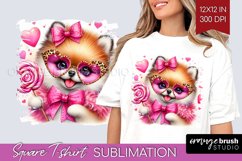 Valentine Dog Square Tshirt Background - Cute Puppy PNG Product Image 1