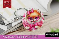 Valentine Dog Keychain PNG - Cute Puppy Keychain Sublimation Product Image 1