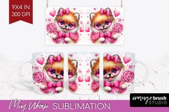 Valentine Dog Mug Wrap - Cute Puppy Mug PNG Sublimation Product Image 1