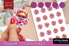Valentine Dog Round Sticker - Cute Puppy Printable Sticker Product Image 1