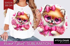 Valentine Dog Round Tshirt Background - Cute Puppy PNG Product Image 1