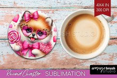 Valentine Dog Round Coaster - Cute Puppy Coaster PNG Product Image 1