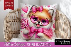Valentine Dog Pillow Sublimation - Cute Puppy Pillow Cover Product Image 1