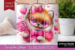 Valentine Dog Tumbler Wrap - Cute Puppy Tumbler PNG Product Image 1