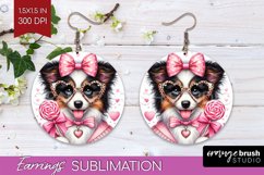 Valentine Dog Round Earrings - Cute Puppy PNG Sublimation Product Image 1