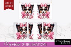 Valentine Dog Mug Wrap - Cute Puppy Mug PNG Sublimation Product Image 1