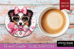 Valentine Dog Round Coaster - Cute Puppy Coaster PNG Product Image 1