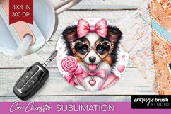 Valentine Dog Car Coaster - Cute Puppy Coaster PNG Product Image 1
