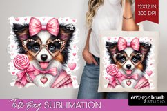 Valentine Dog Tote Bag - Cute Puppy Tote Bag PNG Sublimation Product Image 1