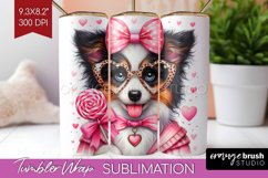 Valentine Dog Tumbler Wrap - Cute Puppy Tumbler PNG Product Image 1