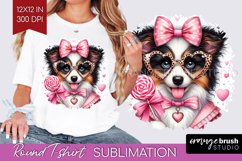 Valentine Dog Round Tshirt Background - Cute Puppy PNG Product Image 1