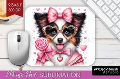 Valentine Dog Mouse Pad Sublimation - Cute Puppy Mousepad Product Image 1
