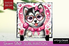 Valentine Dog Slate PNG - Cute Puppy Square Slate Product Image 1