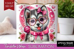 Valentine Dog Tumbler Wrap - Cute Puppy Tumbler PNG Product Image 1