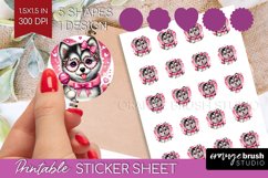 Valentine Dog Round Sticker - Cute Puppy Printable Sticker Product Image 1