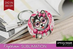 Valentine Dog Keychain PNG - Cute Puppy Keychain Sublimation Product Image 1