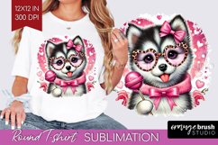 Valentine Dog Round Tshirt Background - Cute Puppy PNG Product Image 1