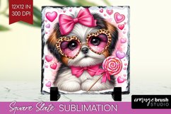Valentine Dog Slate PNG - Cute Puppy Square Slate Product Image 1