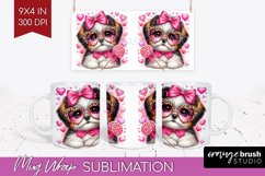Valentine Dog Mug Wrap - Cute Puppy Mug PNG Sublimation Product Image 1