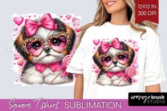 Valentine Dog Square Tshirt Background - Cute Puppy PNG Product Image 1
