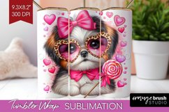 Valentine Dog Tumbler Wrap - Cute Puppy Tumbler PNG Product Image 1
