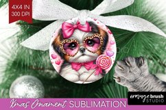 Valentine Dog Ornament PNG - Cute Puppy PNG Sublimation Product Image 1
