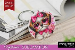 Valentine Dog Keychain PNG - Cute Puppy Keychain Sublimation Product Image 1
