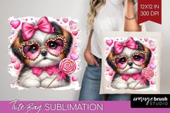 Valentine Dog Tote Bag - Cute Puppy Tote Bag PNG Sublimation Product Image 1
