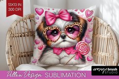 Valentine Dog Pillow Sublimation - Cute Puppy Pillow Cover Product Image 1