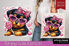 Valentine Dog Tote Bag - Cute Puppy Tote Bag PNG Sublimation Product Image 1