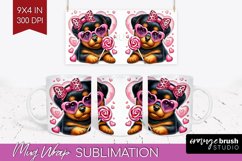 Valentine Dog Mug Wrap - Cute Puppy Mug PNG Sublimation Product Image 1