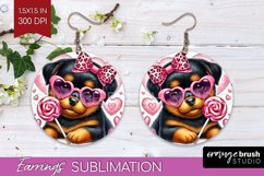 Valentine Dog Round Earrings - Cute Puppy PNG Sublimation Product Image 1