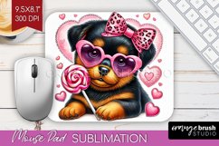 Valentine Dog Mouse Pad Sublimation - Cute Puppy Mousepad Product Image 1