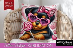 Valentine Dog Pillow Sublimation - Cute Puppy Pillow Cover Product Image 1