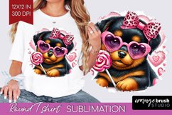 Valentine Dog Round Tshirt Background - Cute Puppy PNG Product Image 1