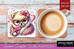 Valentine Dog Square Coaster - Cute Puppy Coaster PNG Product Image 1