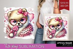 Valentine Dog Tote Bag - Cute Puppy Tote Bag PNG Sublimation Product Image 1