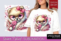 Valentine Dog Square Tshirt Background - Cute Puppy PNG Product Image 1