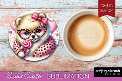 Valentine Dog Round Coaster - Cute Puppy Coaster PNG Product Image 1