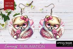 Valentine Dog Round Earrings - Cute Puppy PNG Sublimation Product Image 1