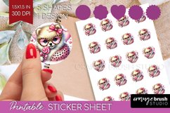 Valentine Dog Round Sticker - Cute Puppy Printable Sticker Product Image 1
