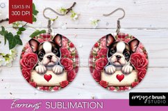 Valentine Dog Round Earrings - Valentines Day PNG Product Image 1