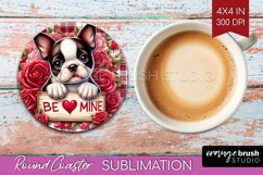 Valentine Dog Round Coaster - Valentines Day Coaster PNG Product Image 1